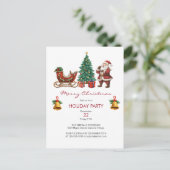 ヴィンテージサンタそりとクリスマスパーティー インビテーションポストカード (スタンド正面)