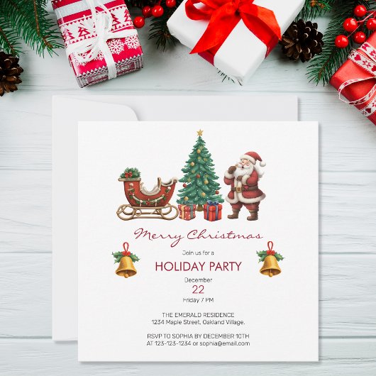 ヴィンテージサンタそりとクリスマスパーティー 招待状