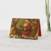 ヴィンテージサンタそりに乗るメリークリスマス カード (正面)