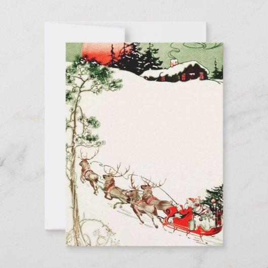 ヴィンテージサンタそり&トナカイin雪 シーズンカード (正面)