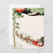 ヴィンテージサンタそり&トナカイin雪 シーズンカード (正面/裏面)