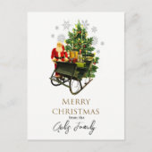 ヴィンテージサンタとそりのクリスマスホリデーカード ポストカード (正面)