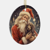 ヴィンテージサンタとアフガンハウンドクリスマス セラミックオーナメント (右)