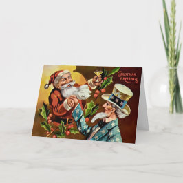 ヴィンテージサンタとアンクルサムのクリスマスカード シーズンカード
