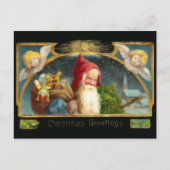 ヴィンテージサンタとエンジェルスのクリスマスポストカード シーズンポストカード (正面)