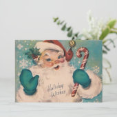 ヴィンテージサンタとキャンディーケーンカスタムクリスマス シーズンカード (スタンド正面)