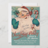 ヴィンテージサンタとキャンディーケーンクリスマスパーティー 招待状 (正面)