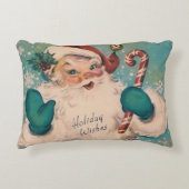 ヴィンテージサンタとキャンディーケーンクリスマス アクセントクッション (正面)