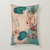 ヴィンテージサンタとキャンディーケーンクリスマス アクセントクッション (正面(垂直))