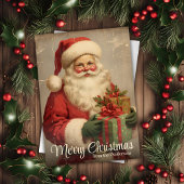 ヴィンテージサンタとギフトパーソナライズされたクリスマス シーズンカード