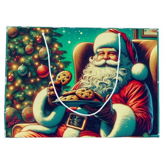 ヴィンテージサンタとクッキーのクリスマス ラージペーパーバッグ (裏面)