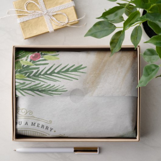 ヴィンテージサンタとクリスマスの緑のデコパージュ 薄葉紙 (ギフト)