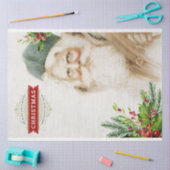 ヴィンテージサンタとクリスマスの緑のデコパージュ 薄葉紙 (クラフト)