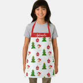 ヴィンテージサンタとクリスマスツリーパターン エプロン (インサイチュ)
