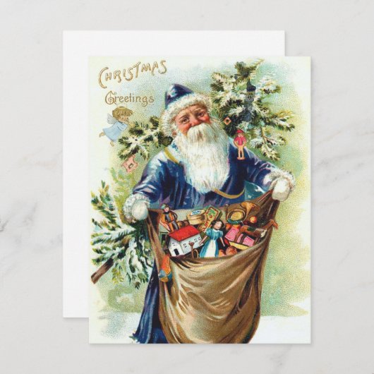 ヴィンテージサンタとクリスマスツリー シーズンカード (正面/裏面)