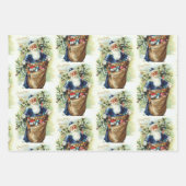 ヴィンテージサンタとクリスマスツリー ラッピングペーパーシート (正面2)