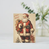 ヴィンテージサンタとクリスマスプレゼント シーズンポストカード (スタンド正面)