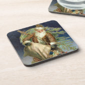 ヴィンテージサンタとコルクコースターの木並み コースター (左側)