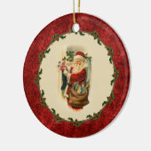 ヴィンテージサンタとストッキングオーナメント セラミックオーナメント (左)