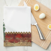 ヴィンテージサンタとツリー キッチンタオル (四つ折り)