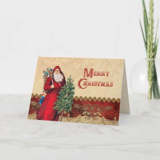 ヴィンテージサンタとツリー シーズンカード (正面)