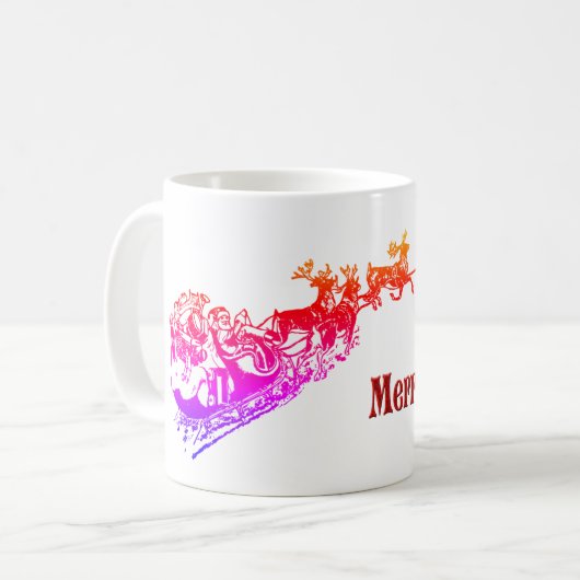 ヴィンテージサンタとトナカイのクリスマス コーヒーマグカップ (正面左)