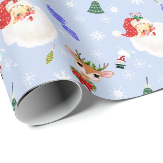 ヴィンテージサンタとトナカイのクリスマス ラッピングペーパー (ロールコーナー)
