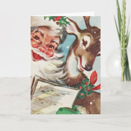 ヴィンテージサンタとトナカイ シーズンカード
