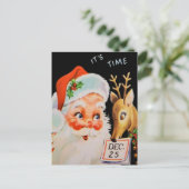 ヴィンテージサンタとトナカイ シーズンポストカード (スタンド正面)