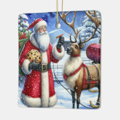 ヴィンテージサンタとトナカイ セラミックオーナメント (左)