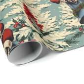 ヴィンテージサンタとベルライトブルー ラッピングペーパー (ロールコーナー)