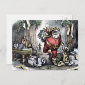 ヴィンテージサンタとペットのクリスマスポストカード ポストカード (正面/裏面)