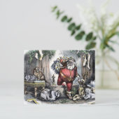 ヴィンテージサンタとペットのクリスマスポストカード ポストカード (スタンド正面)