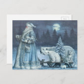 ヴィンテージサンタとホッキョクグマ シーズンポストカード (正面/裏面)