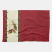 ヴィンテージサンタとホリーキッチンタオル キッチンタオル (横)