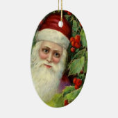 ヴィンテージサンタとホリーベリーキープサケ セラミックオーナメント (右)