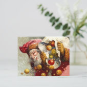 ヴィンテージサンタとリンゴのサックアンティーク シーズンポストカード (スタンド正面)