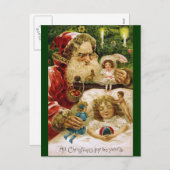 ヴィンテージサンタと人形 シーズンポストカード (正面/裏面)