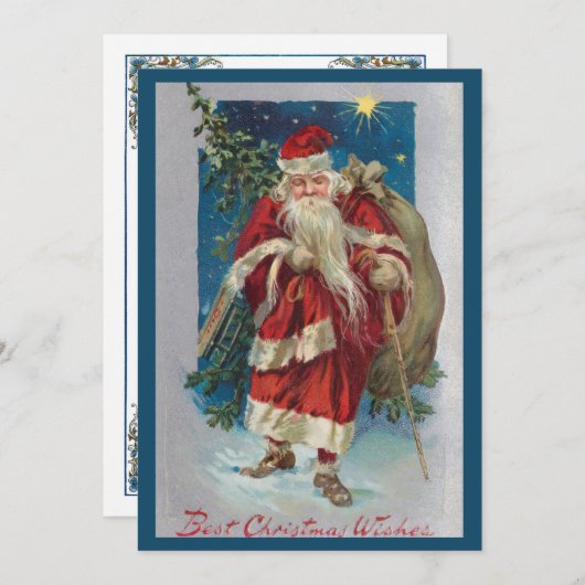 ヴィンテージサンタと冬の空 シーズンカード (正面/裏面)