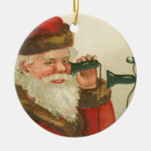 ヴィンテージサンタと女の子のクリスマス セラミックオーナメント (正面)