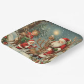 ヴィンテージサンタと子ども、トナカイ、ギフト ペーパープレート (傾斜あり)