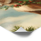 ヴィンテージサンタと子ども、トナカイ、ギフト ポスター (コーナー)