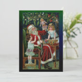 ヴィンテージサンタと子ども、贈り物、つま先立ち シーズンカード (スタンド正面)