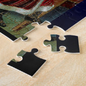 ヴィンテージサンタと子ども、贈り物、つま先立ち ジグソーパズル (側面)