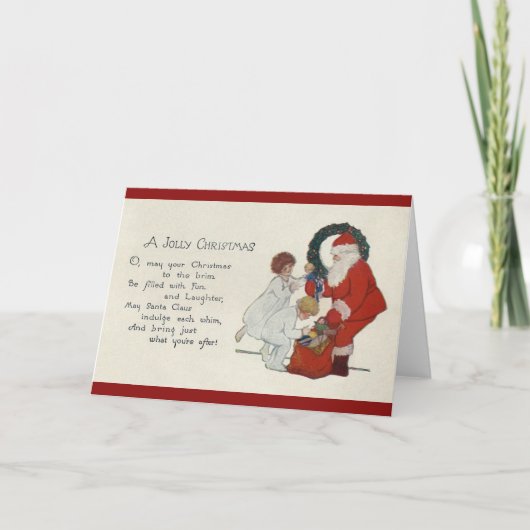 ヴィンテージサンタと子供のクリスマスグリーティングカード シーズンカード (正面)