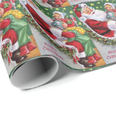 ヴィンテージサンタと子供のタイルパーティーラップ ラッピングペーパー (ロールコーナー)