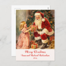 ヴィンテージサンタと子供用クリスマスポストカード