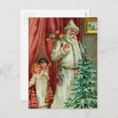 ヴィンテージサンタと子供 シーズンポストカード (正面/裏面)