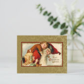 ヴィンテージサンタと子供 シーズンポストカード (スタンド正面)