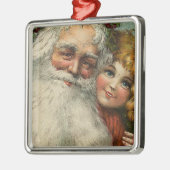 ヴィンテージサンタと子供 メタルオーナメント (左)